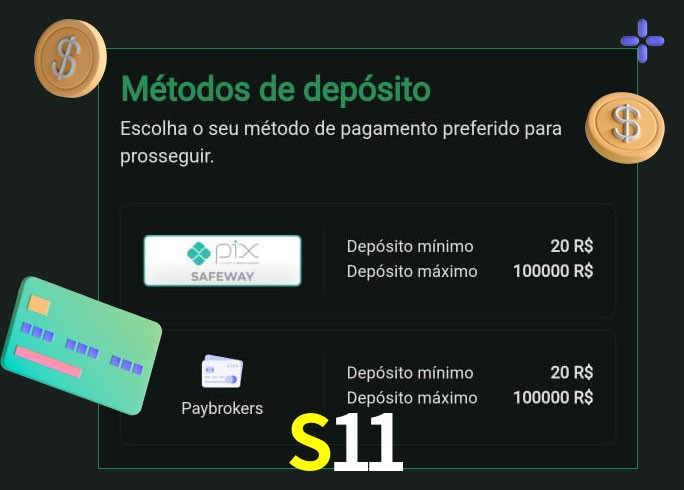 O cassino S11bet oferece uma grande variedade de métodos de pagamento